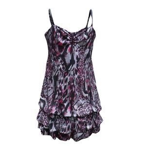 City Triangles Grey Black & Pink Leopard Print Cocktail/Party Dress